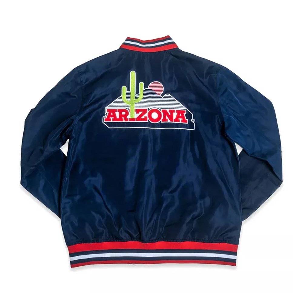 Arizona Wildcats Retro Navy Satin Bomber Jacket - Image 2