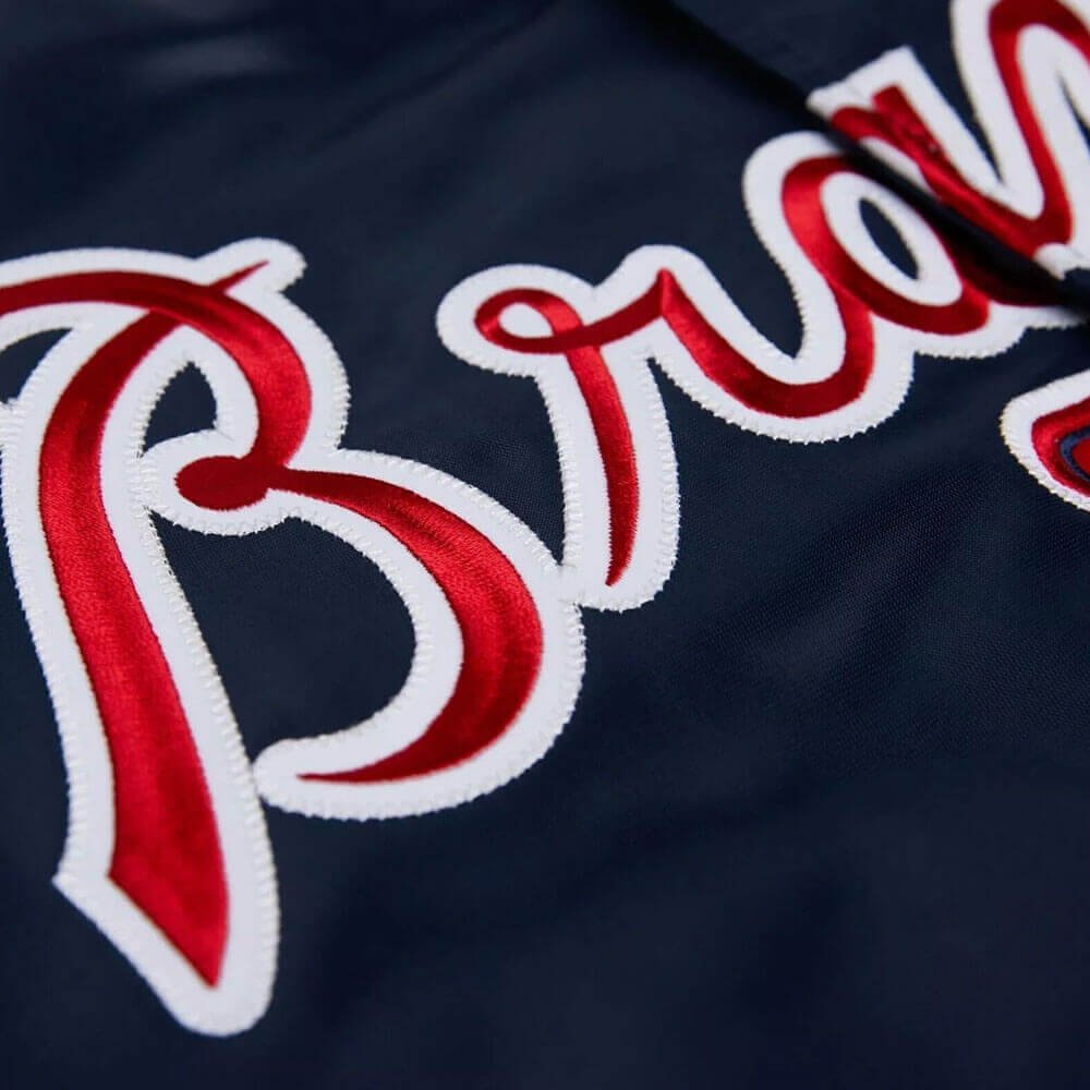 Atlanta Braves Blue Satin Varsity Jacket