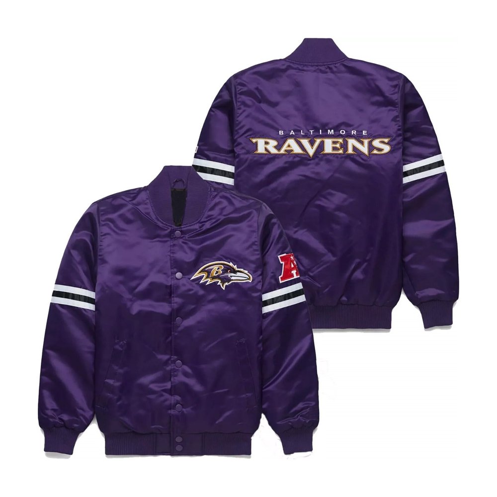 Baltimore Ravens purple satin varsity jacket