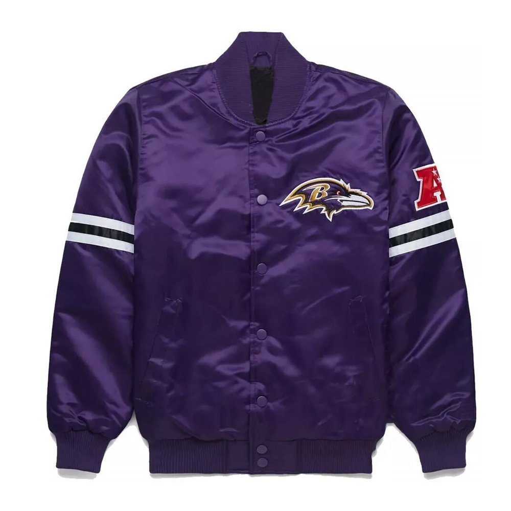Baltimore Ravens purple satin varsity jacket