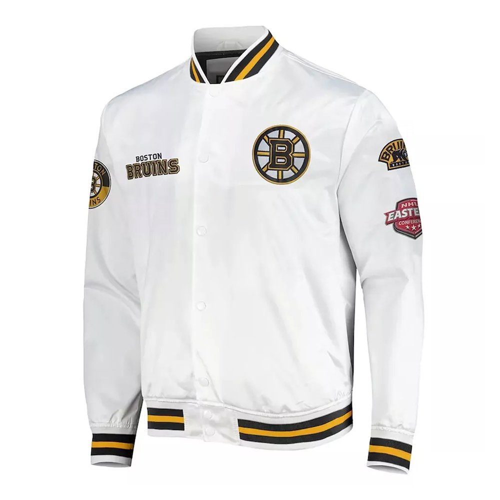 Show off your Boston pride in style with the Mitchell & Ness Boston Bruins Hometown Lightweight Satin Jacket. Designed for fans who want a sleek, modern look, this jacket combines classic team spirit with everyday comfort. Made from lightweight satin, it offers a smooth, shiny finish that’s perfect for layering over your favorite tees or hoodies, making it ideal for both game days and casual outings. Featuring the iconic Boston Bruins logo on the chest, the jacket celebrates the team’s rich history and legacy. Its ribbed cuffs, collar, and hem provide a snug fit while keeping the elements out, and the front snap-button closure adds a retro-inspired touch. The lightweight design ensures freedom of movement without compromising warmth, making it a versatile addition to your wardrobe. Whether you’re heading to the rink, hanging out with friends, or simply showing off your fandom, this jacket delivers timeless style and premium comfort. It’s more than just a piece of clothing—it’s a statement for every dedicated Bruins fan. Pair it with jeans or team apparel to complete your classic Boston look. Elevate your fan gear collection with the Mitchell & Ness Boston Bruins Hometown Lightweight Satin Jacket—where heritage meets contemporary style.