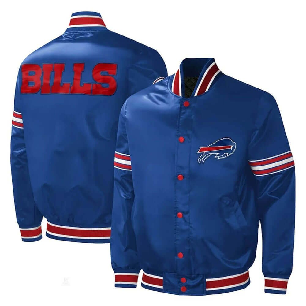 Men's Starter Royal Buffalo Bills Midfield Satin Full-Snap Varsity Jacket