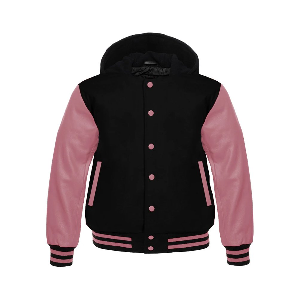 Hooded Varsity Leather Baseball Jacket