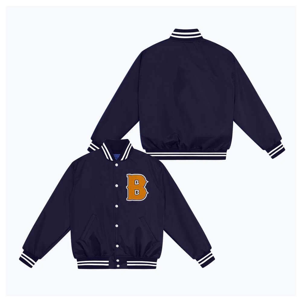 Personalized Navy White Varsity Jacket