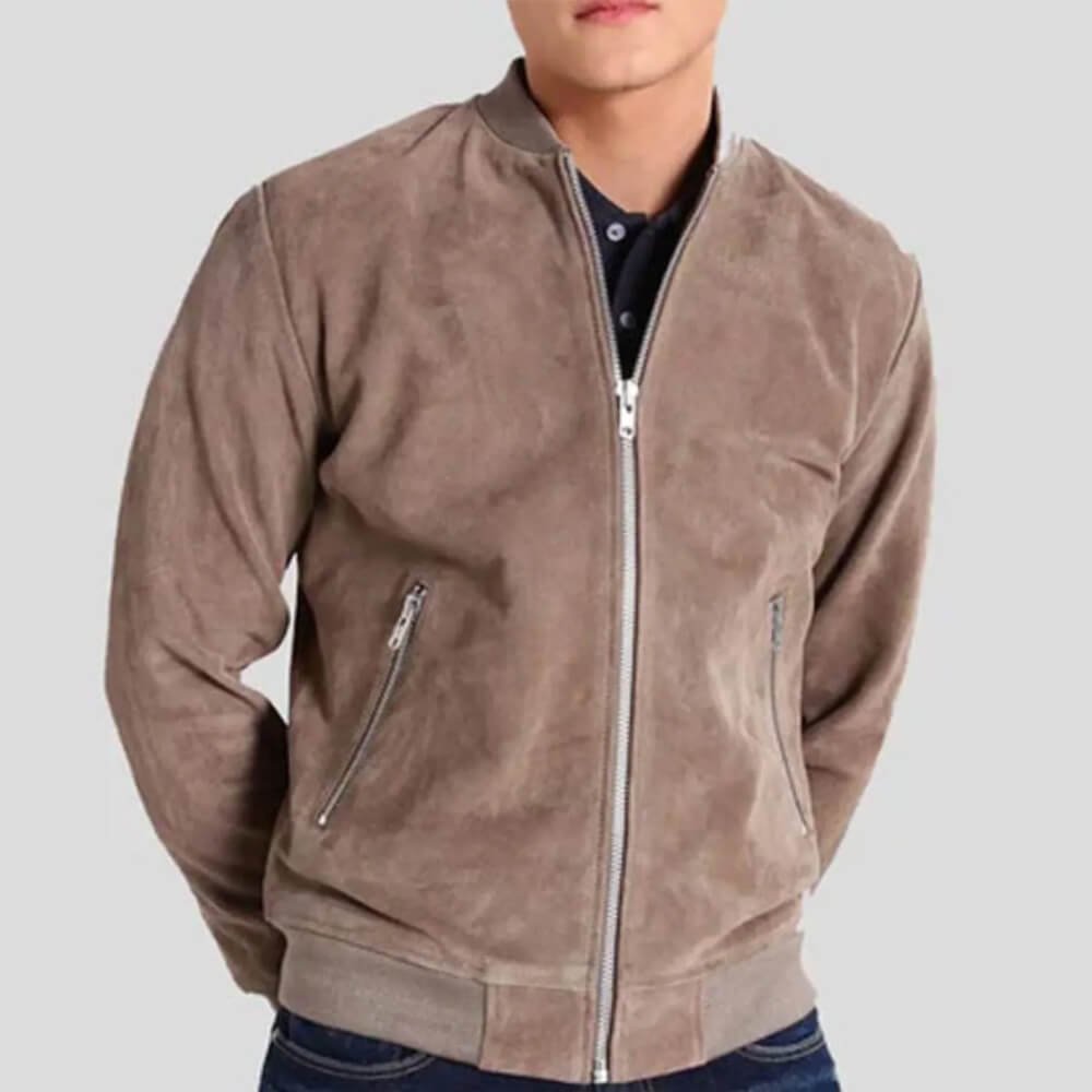 Men’s Zipper Suede Leather Jacket