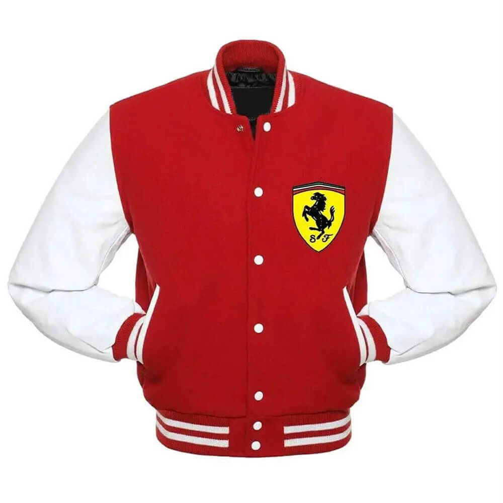 Ferrari Red and White Varsity Jacket