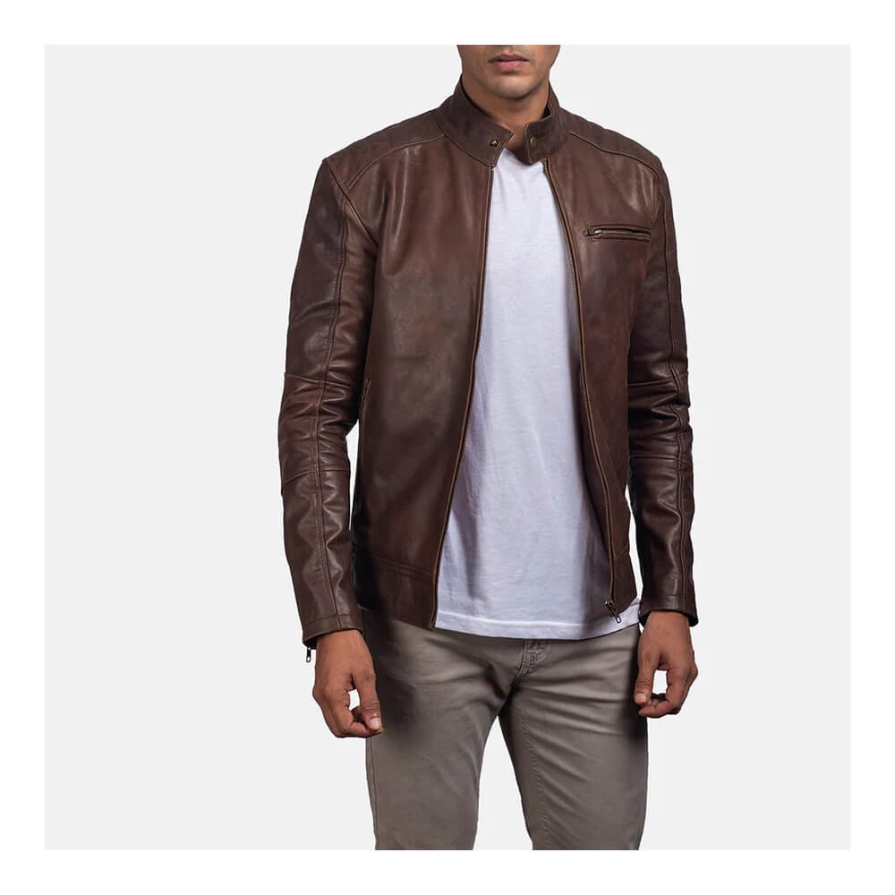 Dean Brown Leather Biker Jacket
