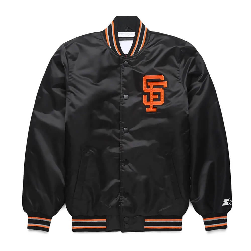 San Francisco Giants Black Satin Varsity Jacket