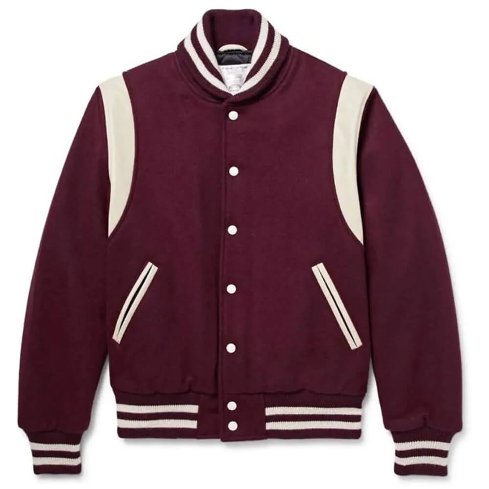 Burgundy Virgin Wool Varsity Jacket – Classic Letterman Fit