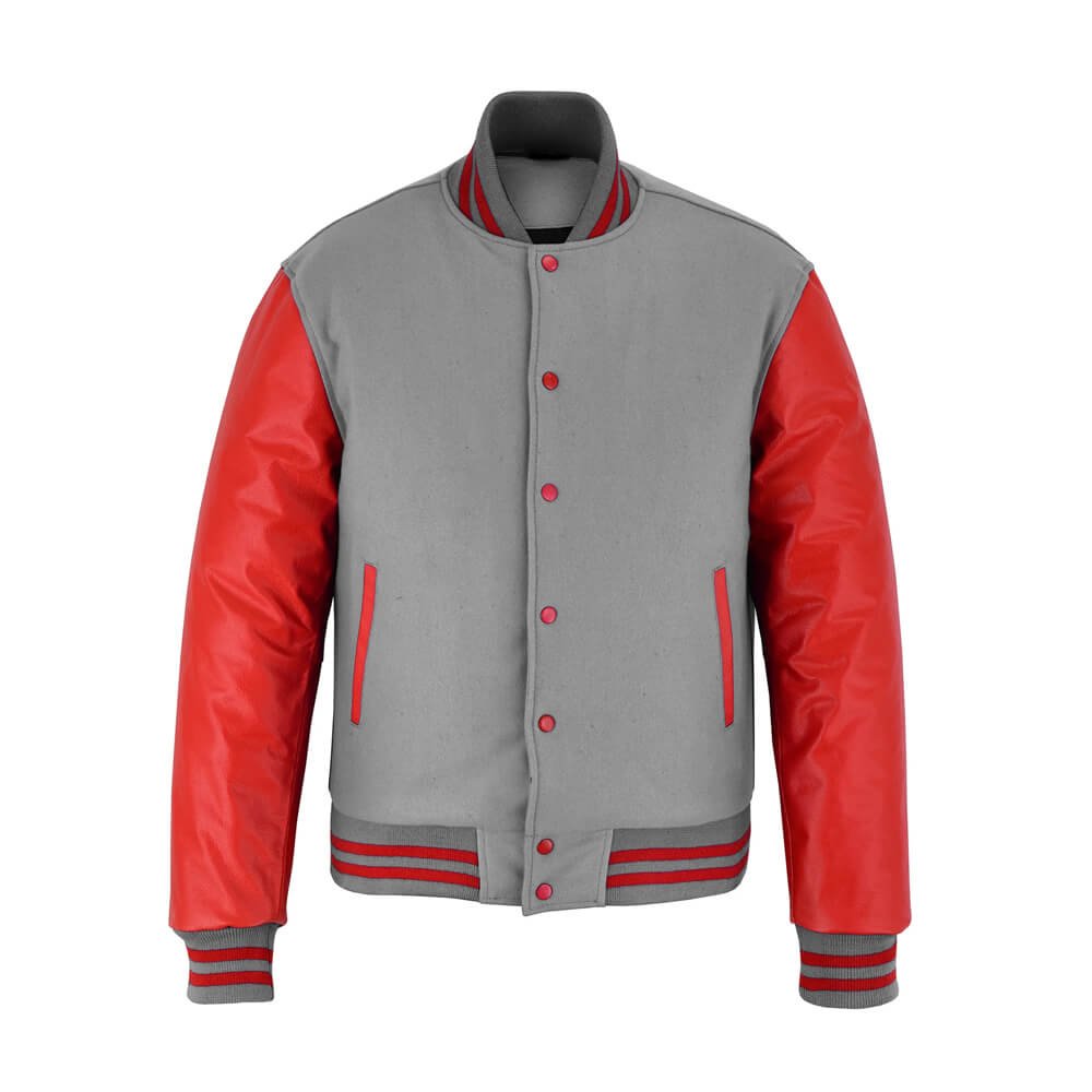 Grey Red Varsity Jacket