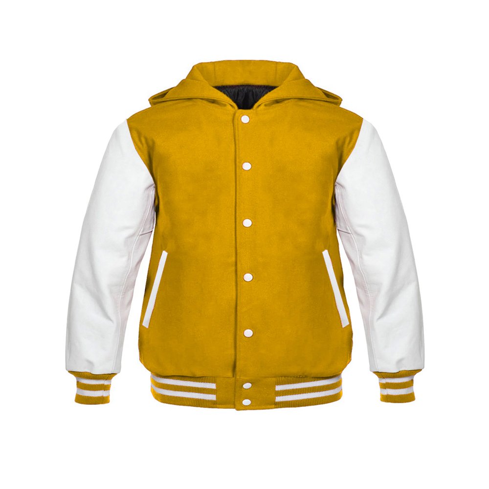 Hooded Yellow Varsity Leather Jacket