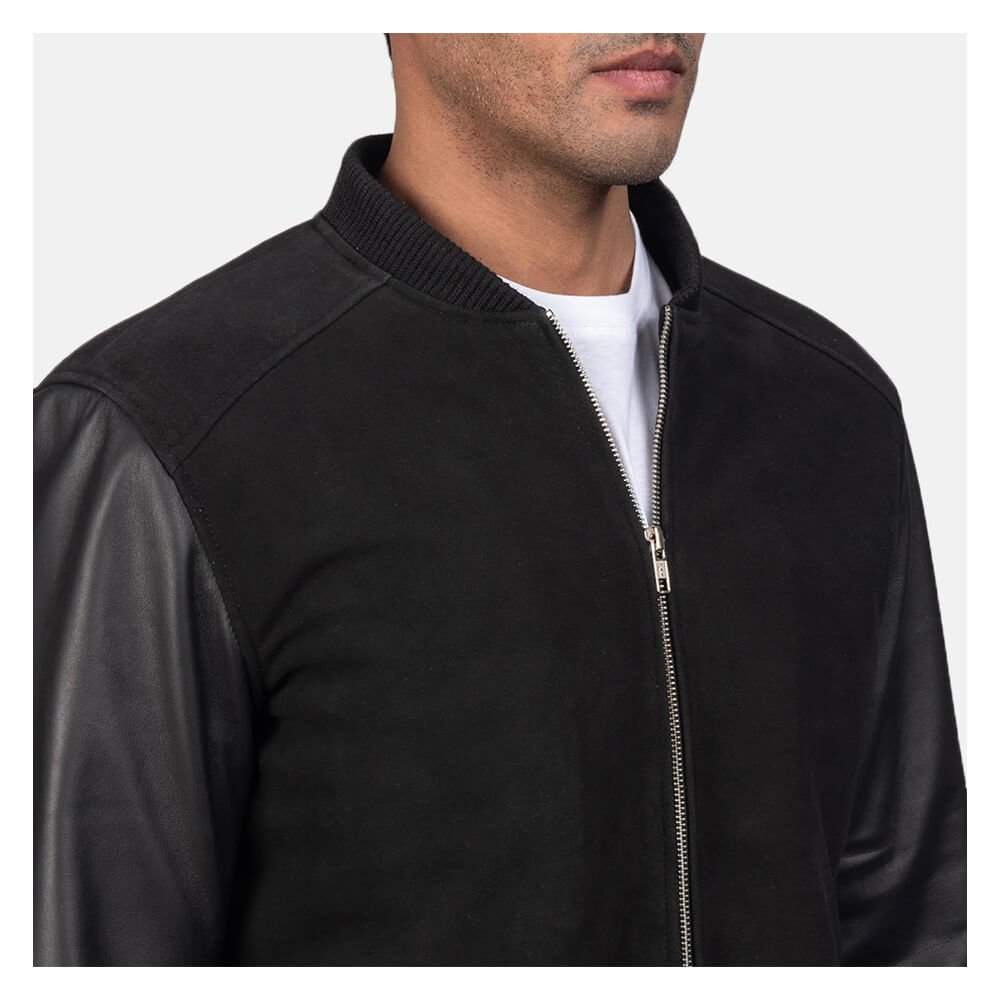 Blain Black Hybrid Bomber Jacket - Image 2