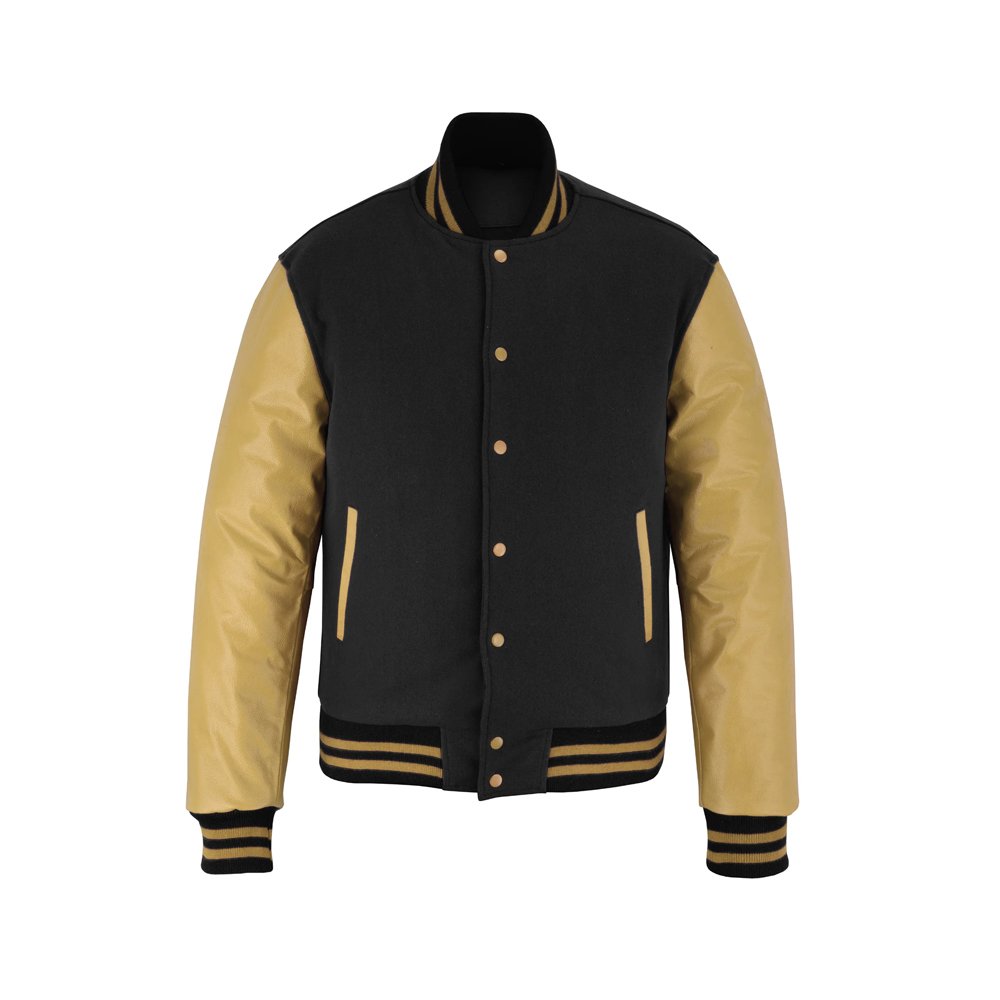 Black Beige Varsity Jacket