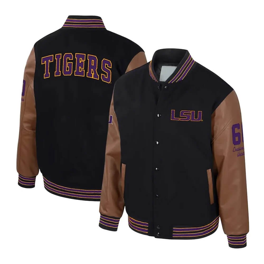 Men’s LSU Tigers Black Letterman Jacket