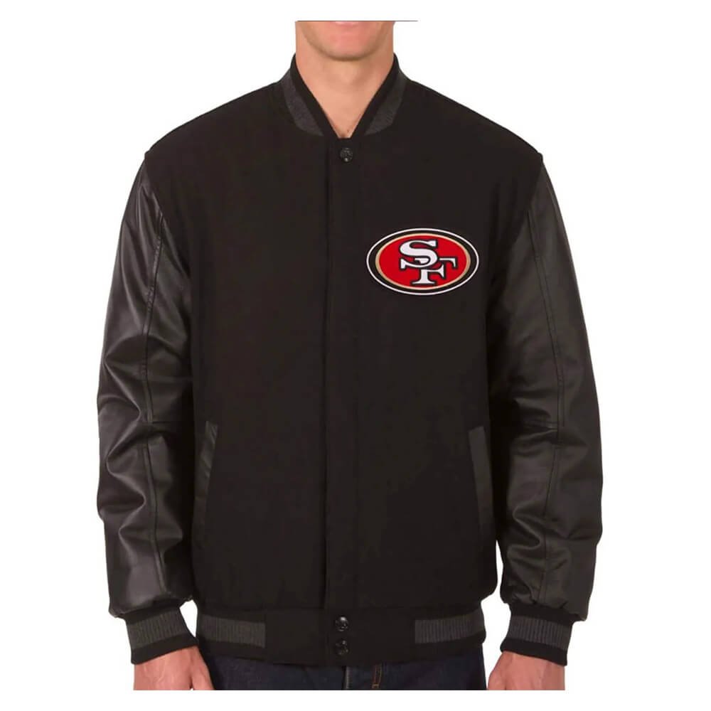 Reversible Wool & Leather Jacket – Black