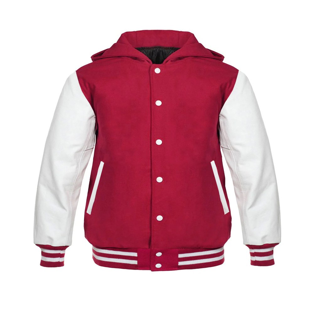 Hooded Pink Varsity Leather Jacket