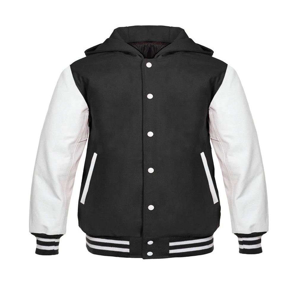 Hooded Dark Gray Varsity Jacket