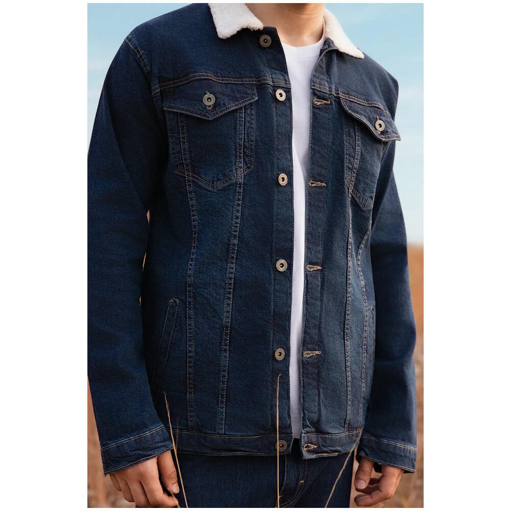 Men’s Denim Jacket with Fur Collar