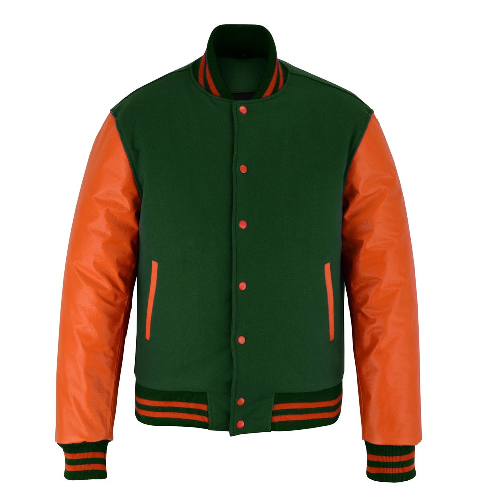 Green and Orange Varsity Letterman Jacket