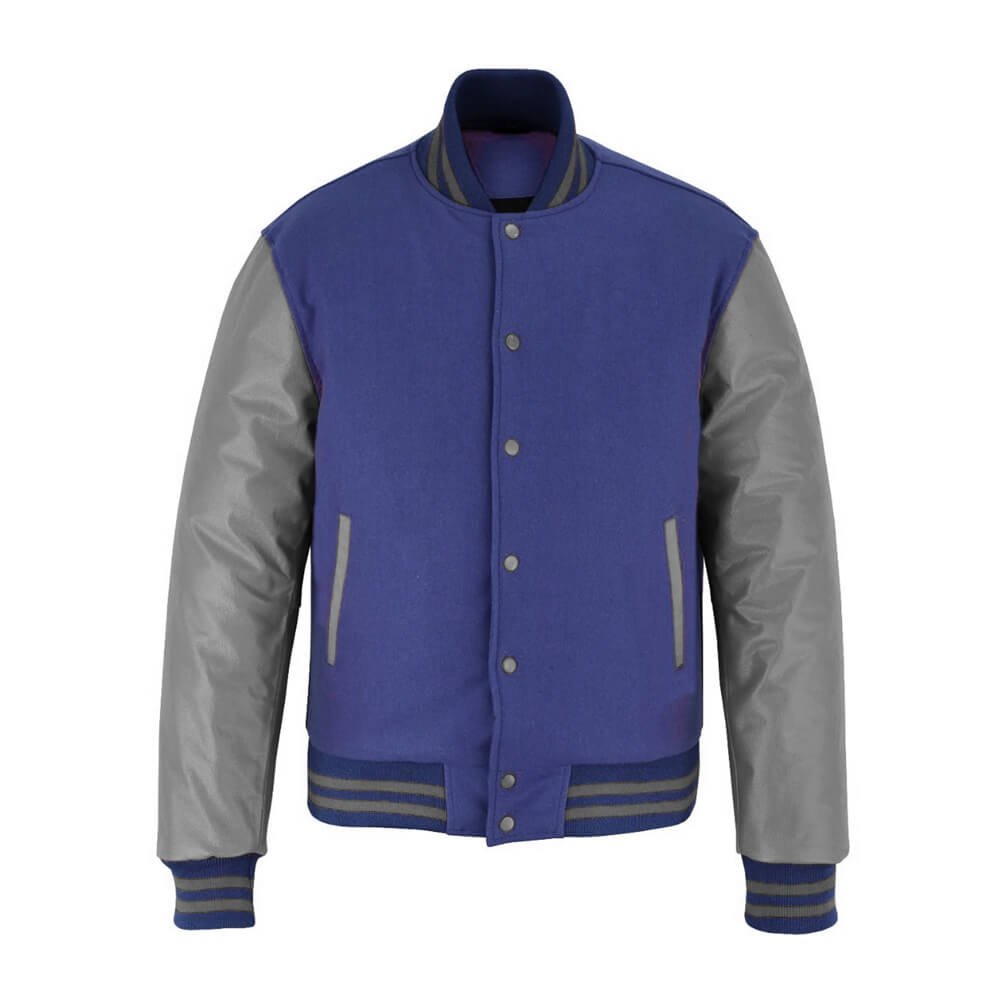 Royal blue wool varsity letterman jacket