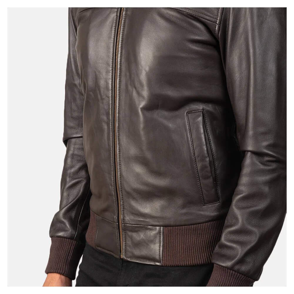 Air Rolf Brown Leather Bomber Jacket