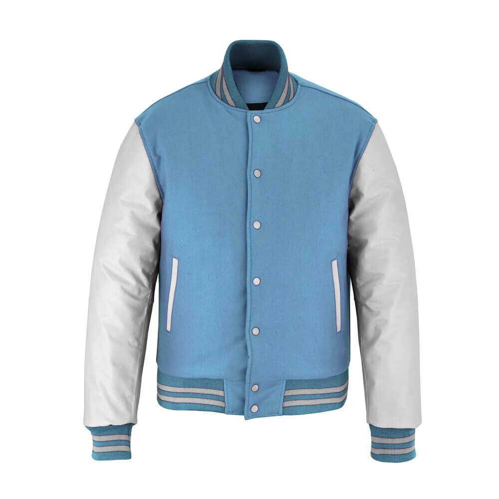 Sky Blue White Varsity Jacket - Image 2