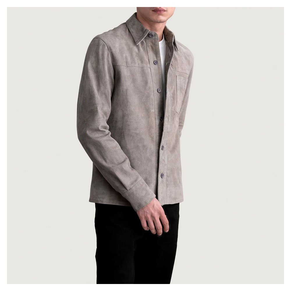 Scout Grey Suede Leather Shirt - Image 2