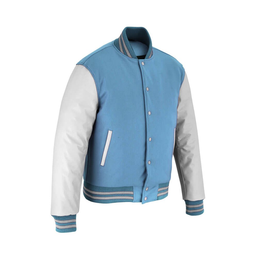 Sky Blue White Varsity Jacket - Image 4