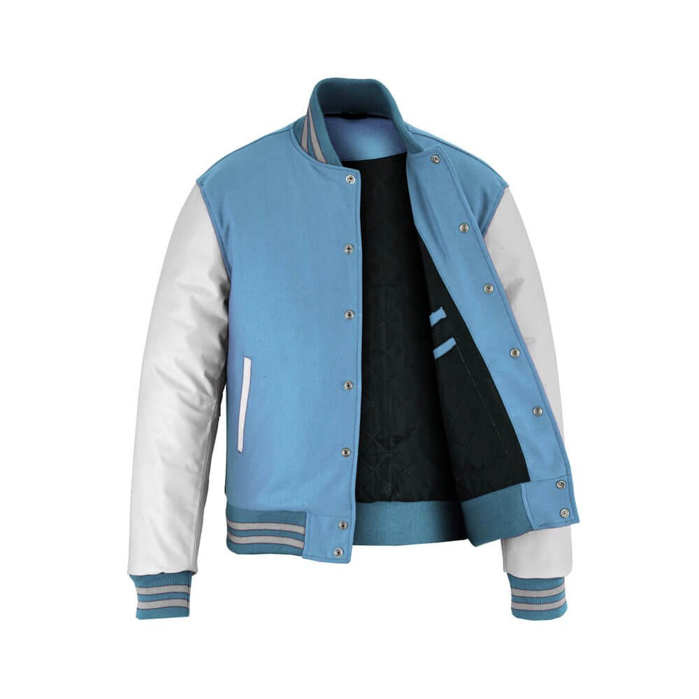 Sky Blue White Varsity Jacket - Image 3