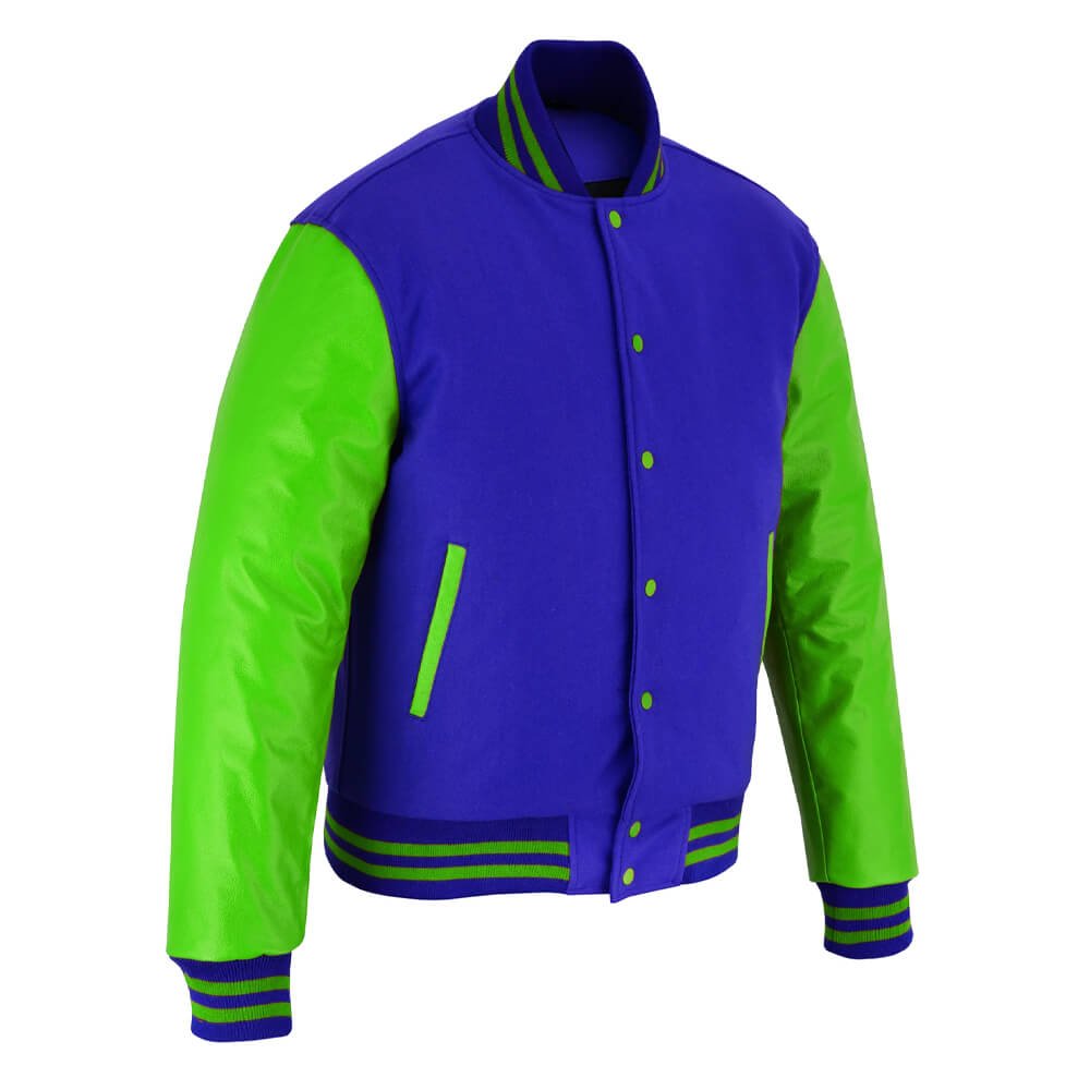 Kelly Green Wool & Leather Varsity Letterman Jacket - Image 4