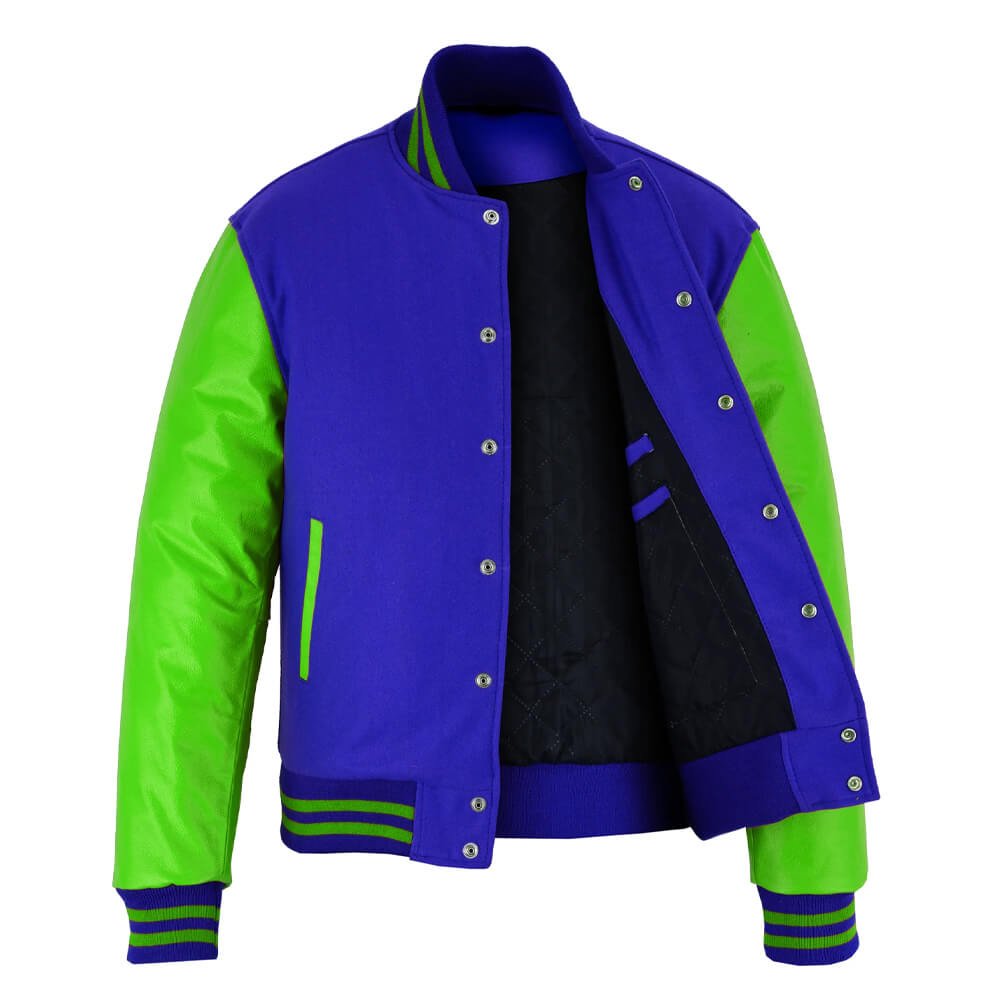 Kelly Green Wool & Leather Varsity Letterman Jacket - Image 3