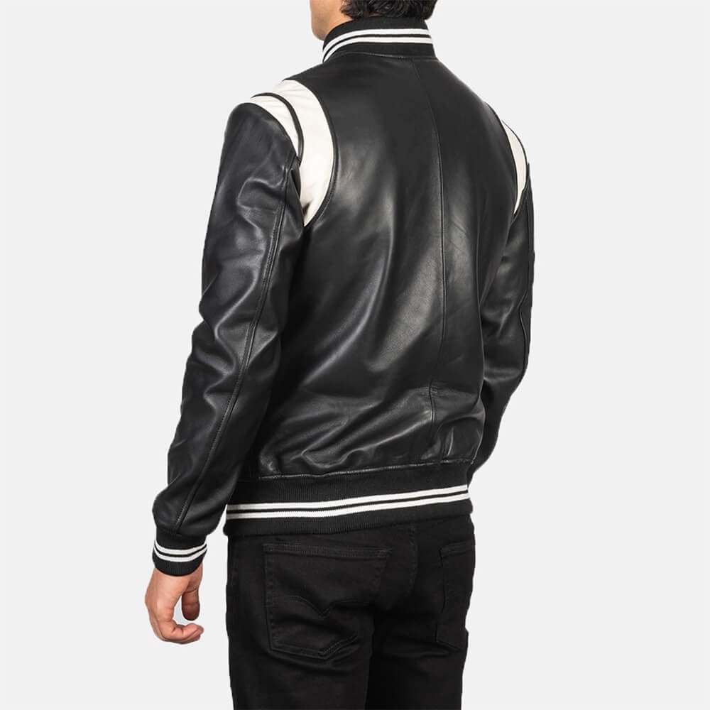 Damian Black Leather Varsity Jacket