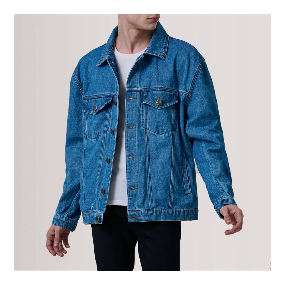 “Eddie Dark Blue Oversized Denim Jacket”