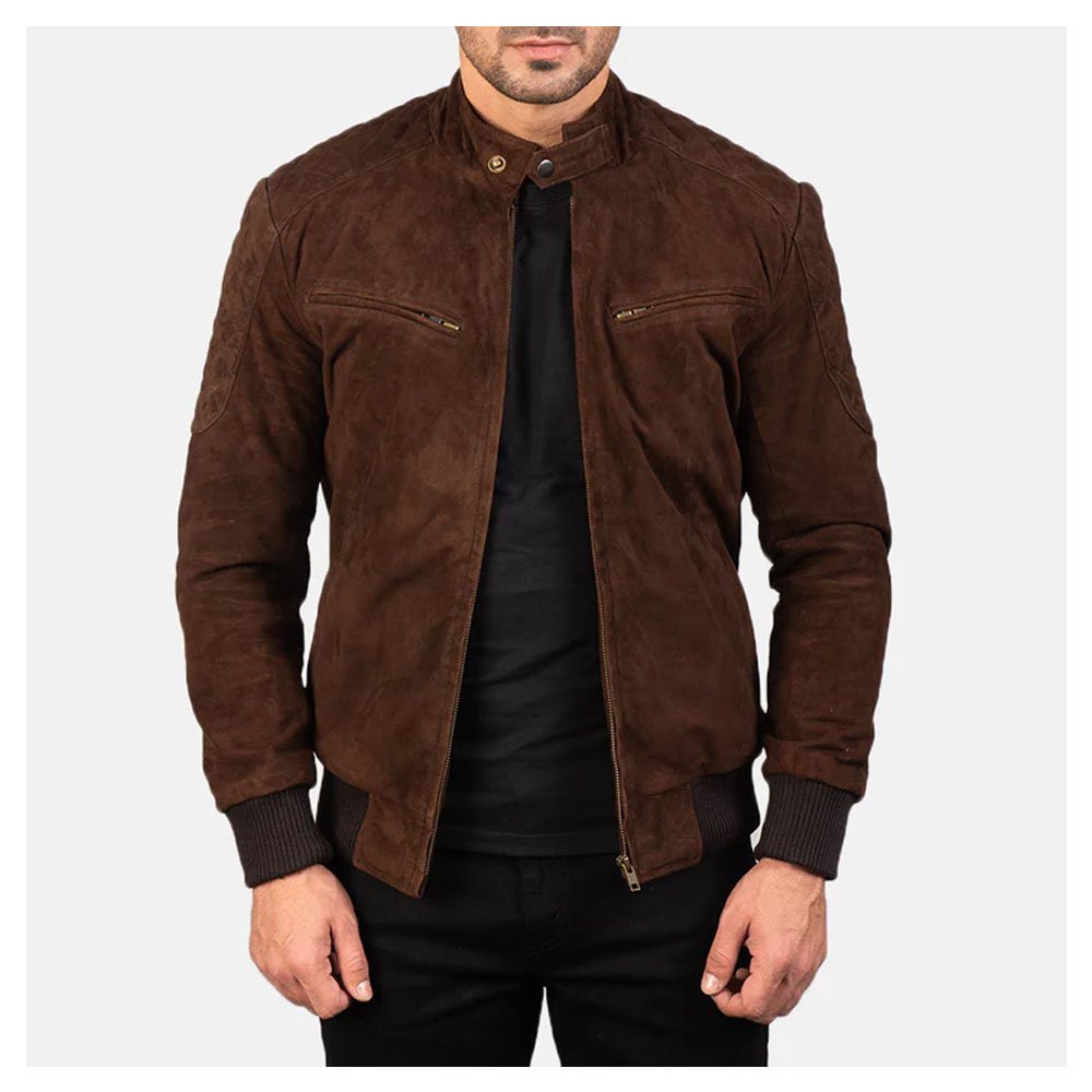 Sven Mocha Suede Bomber Jacket