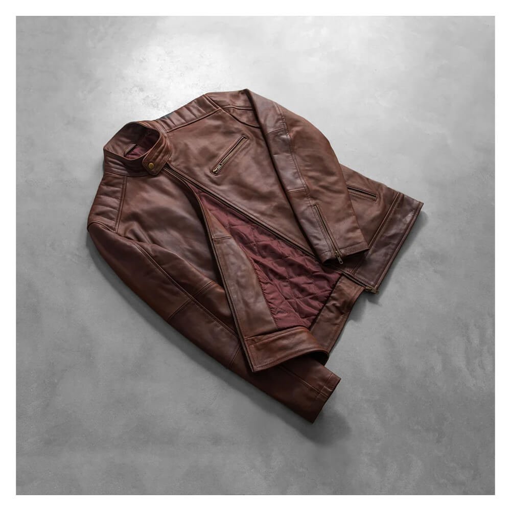 Dean Brown Leather Biker Jacket