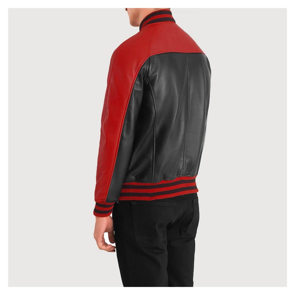 Tristan Black & Red Leather Varsity Jacket