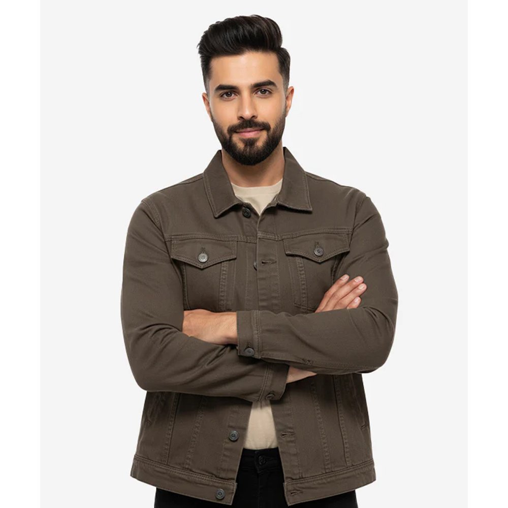 Men’s Coffee Brown Denim Jacket (JK-0363)