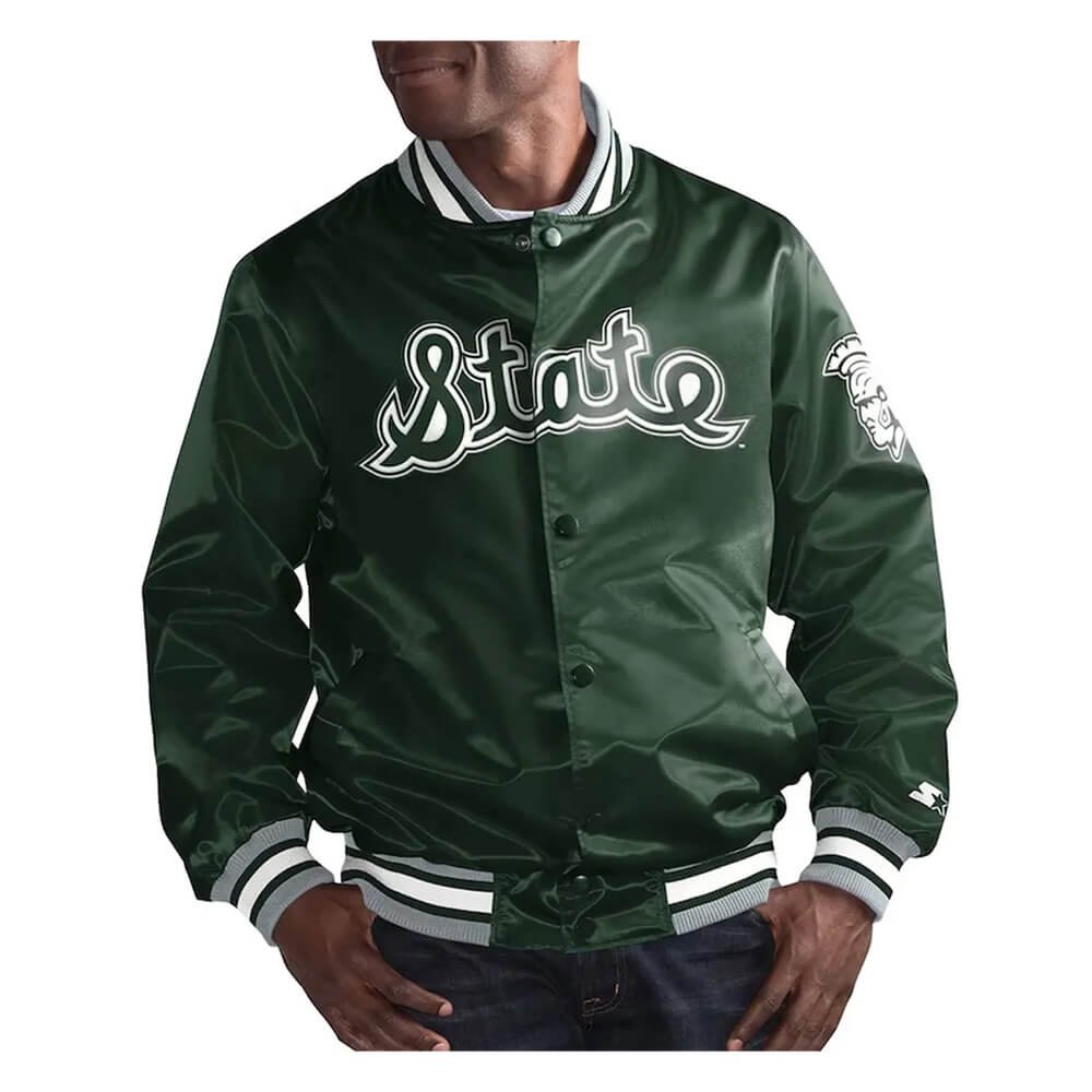 Michigan State Spartans Green Satin Jacket