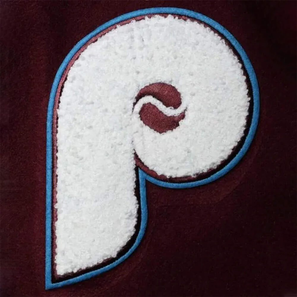 Burgundy Phillies Varsity Jacket – Wool & Leather Trim