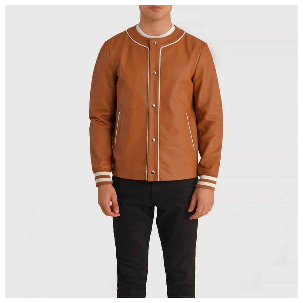 Willis Tan Brown Varsity Jacket - Image 2