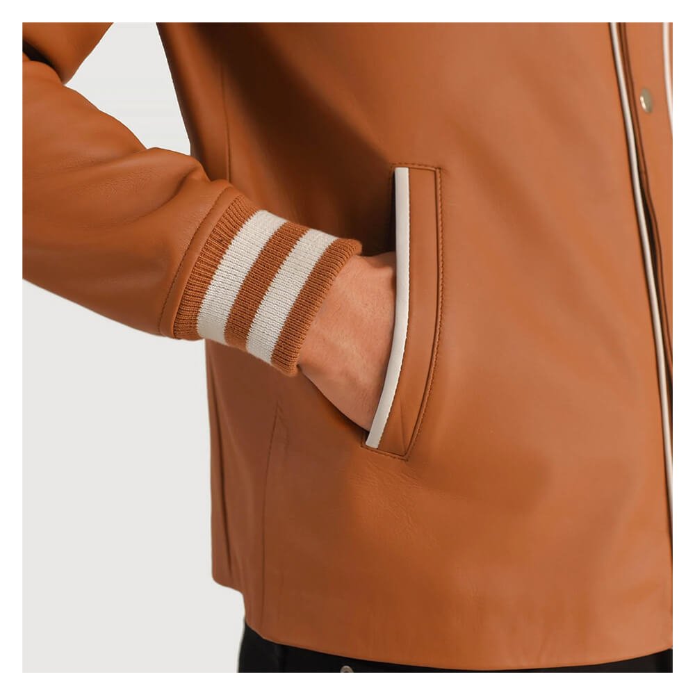 Willis Tan Brown Varsity Jacket - Image 3