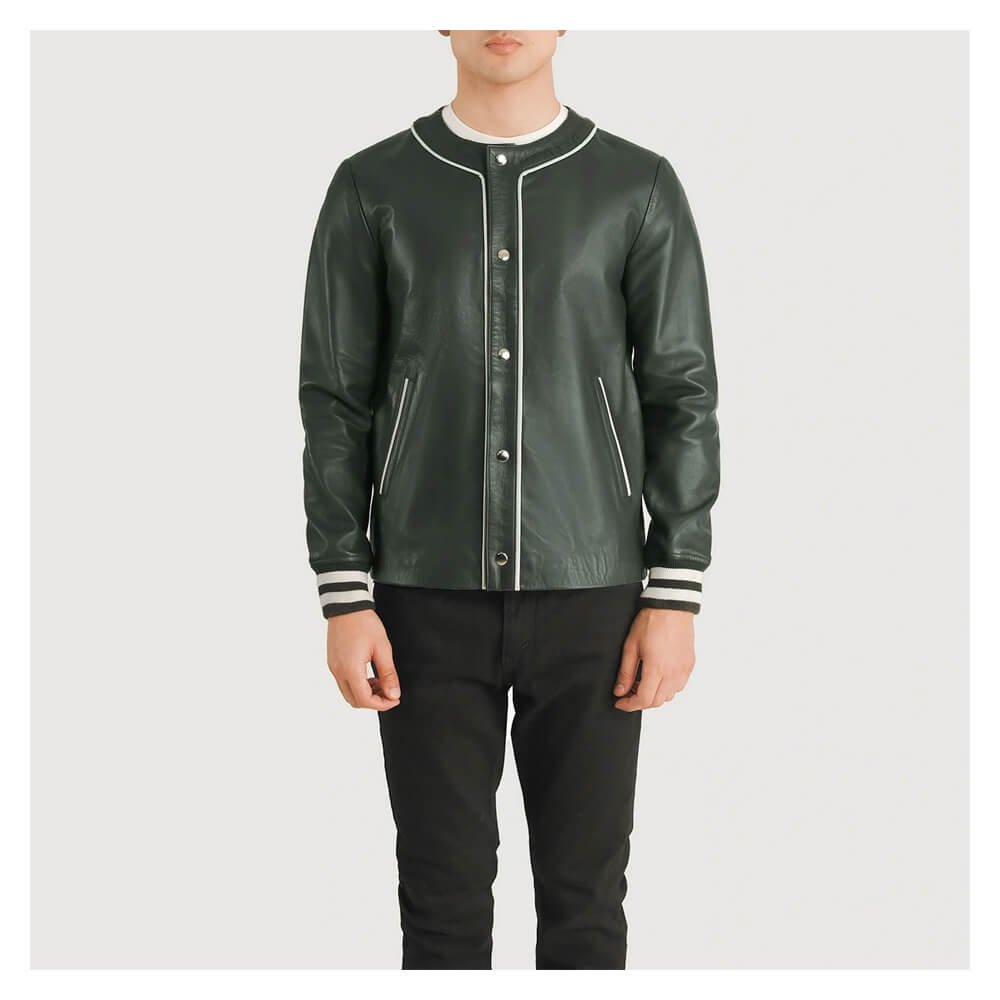 Willis Green Leather Varsity Jacket