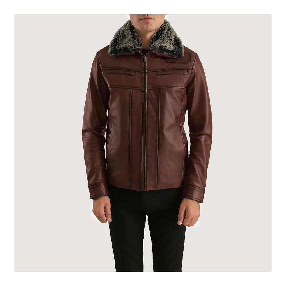 Evan Hart Fur Brown Leather Jacket