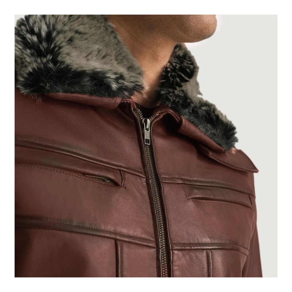 Evan Hart Fur Brown Leather Jacket