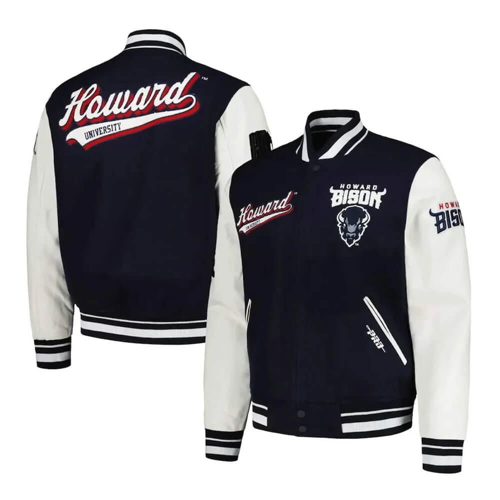 Howard Bison Navy & White Varsity Jacket