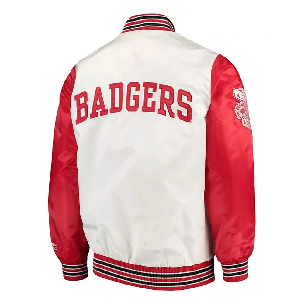 Men’s White Wisconsin Badgers Satin Jacket