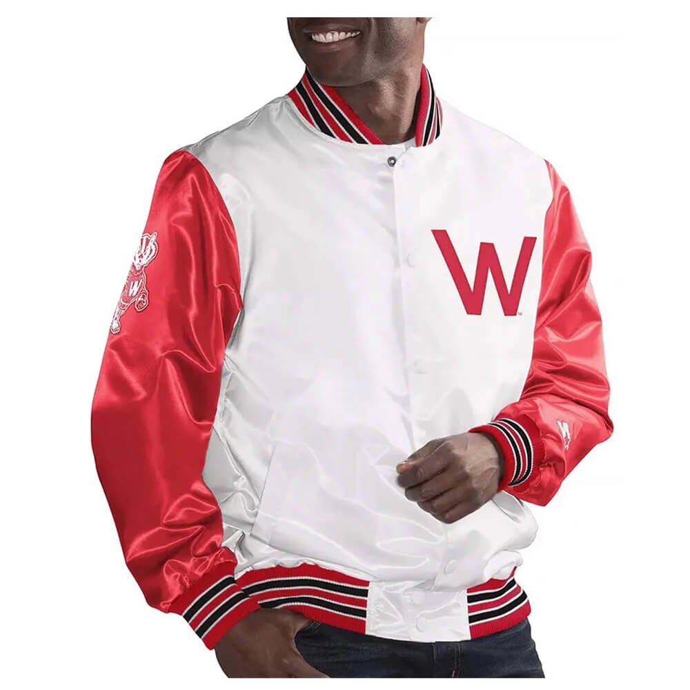 Men’s White Wisconsin Badgers Satin Jacket