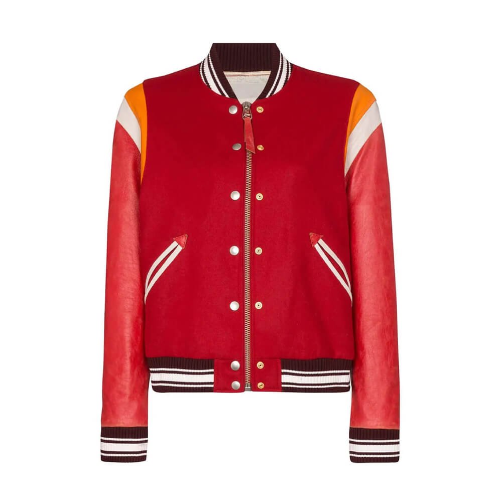 Scarlett Red Leather Varsity Jacket