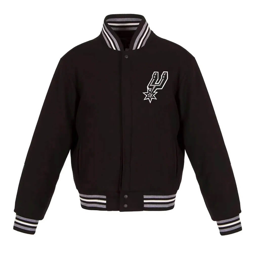 San Antonio Spurs Varsity Black Wool Jacket