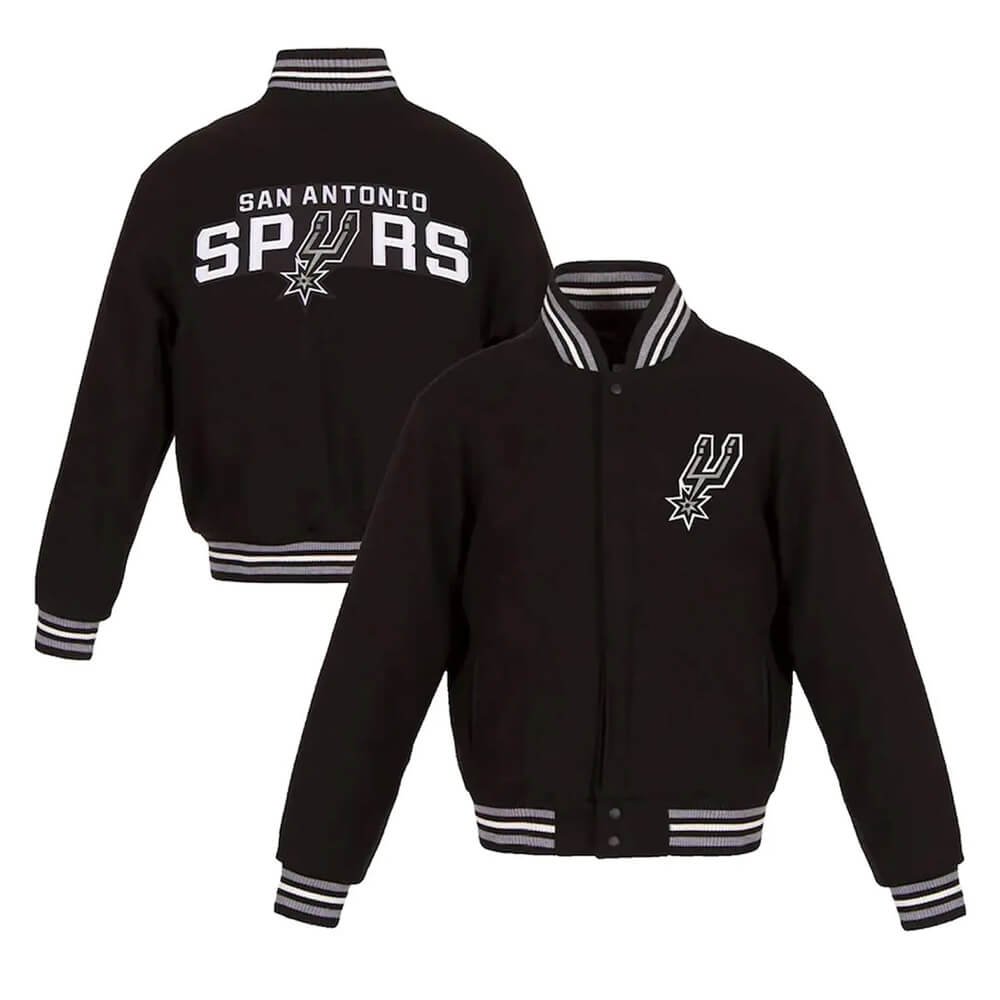 San Antonio Spurs Varsity Black Wool Jacket